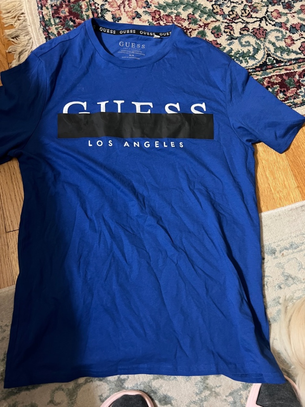 GUESS Men’s Royal Blue Logo Tee with Black Accent